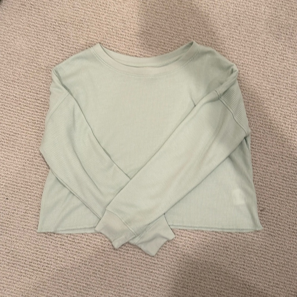 Girls R&R waffle crop shirt - Long Sleeve
